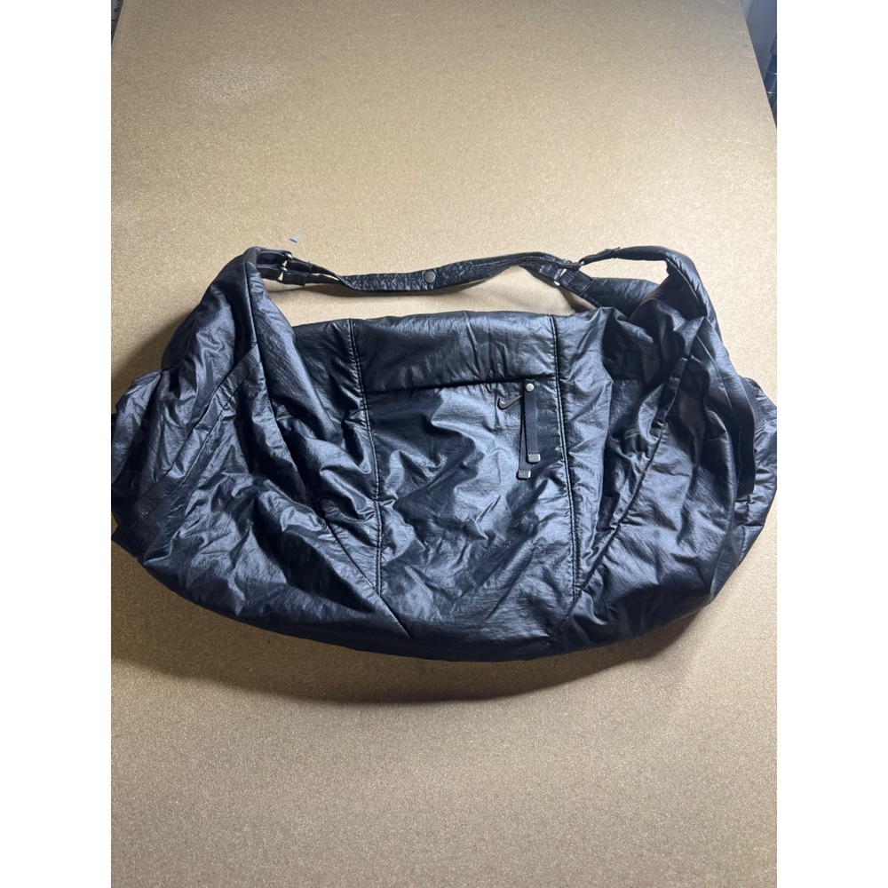 Nike Black Crinkle Nylon Oversized Slouchy Hobo Bag Hot Pink Lining Gym Travel